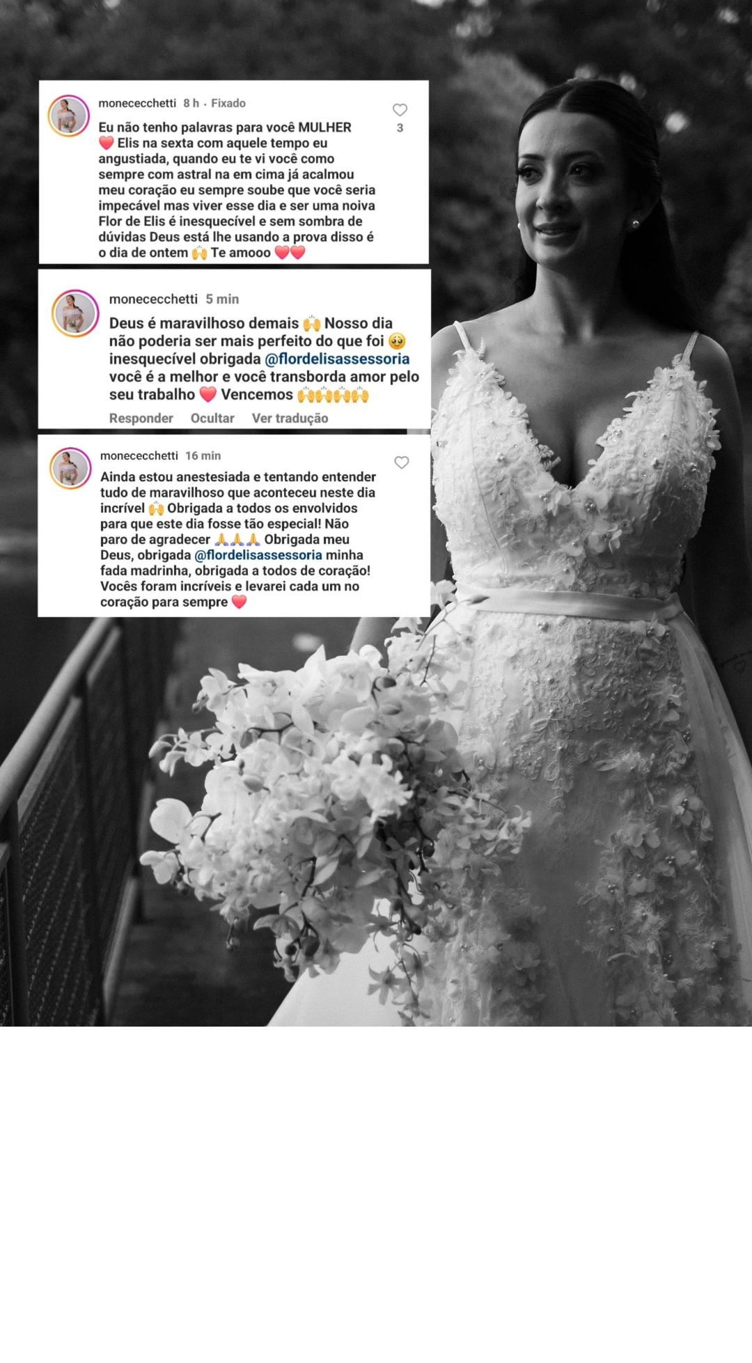 Story da noiva Mone Cecchetti com foto do dia do casamento